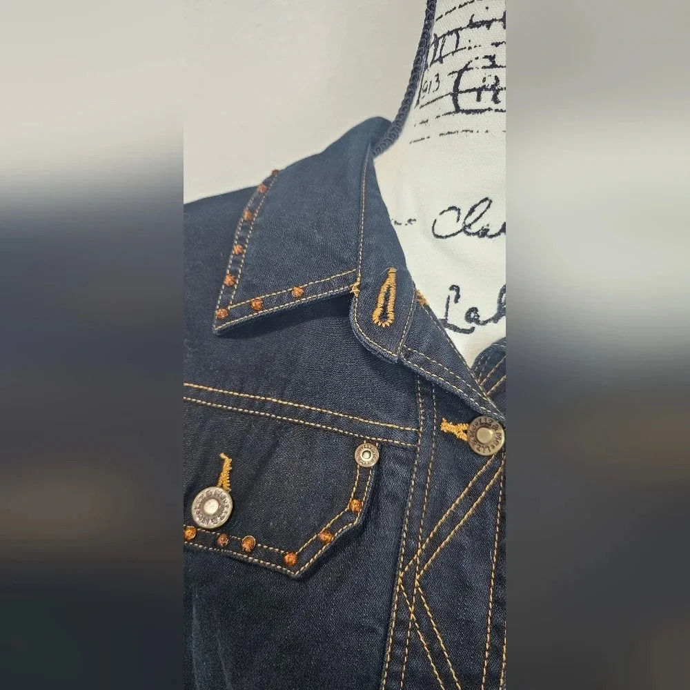 Liz & Me Women's Denim Jacket With Rhinestone Trim Black/Blue Size 2X 22/24W - Picture 5 of 16